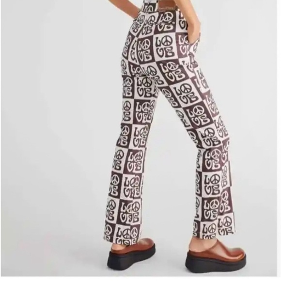 House Of Sunny | All you need is Love Brown & Cream Pants | 70s Boho | Size 8 - Picture 3 of 14